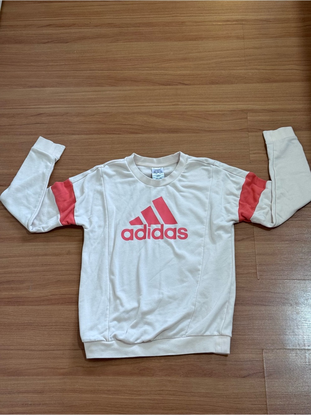 Adidas Light Pink & Coral Big Logo Crewneck Sweatshirt Size S